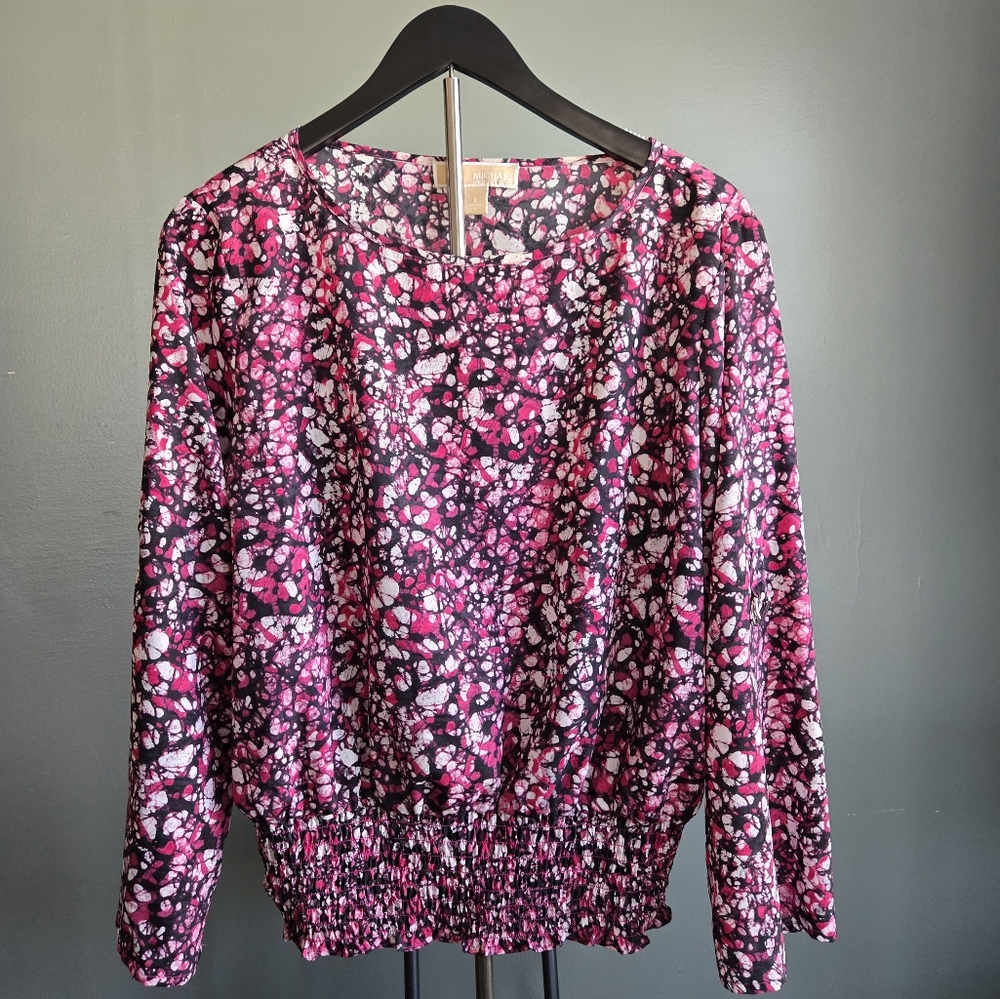 Women's Pink and Black Patterned Top